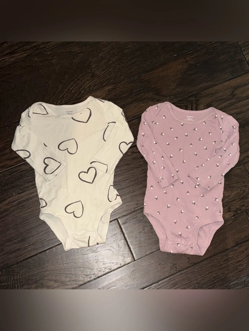 Carter’s long sleeve bodysuit onesie bundle hearts floral